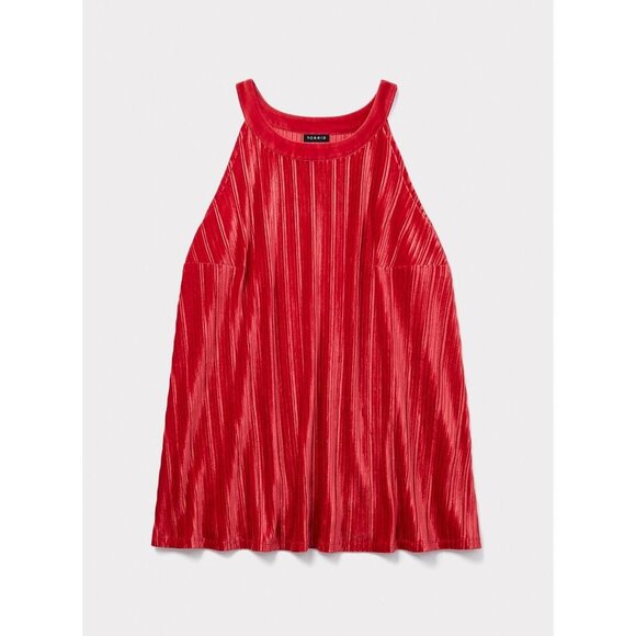 Torrid Womens Red Sleeveless Pleated Goddess Velvet Tank Top Size 1 - Picture 1 of 9